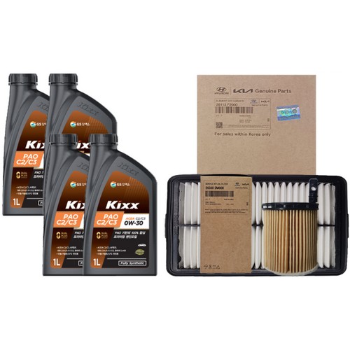 GS칼텍스 KIXX 파오 C2/C3 0W30 4L + 순정필터 기아 더뉴 K3 BD 1.6 가솔린