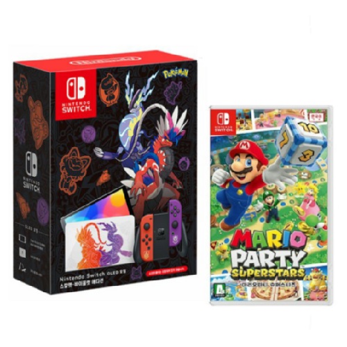 Nintendo  닌텐도 스위치 OLED 스칼렛 바이올렛 에디션 4인용 게임 패키지