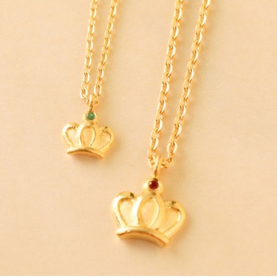 뽀르띠  로얄 크라운 탄생석 아기 돌목걸이(순금 체인 포함) 1.875g