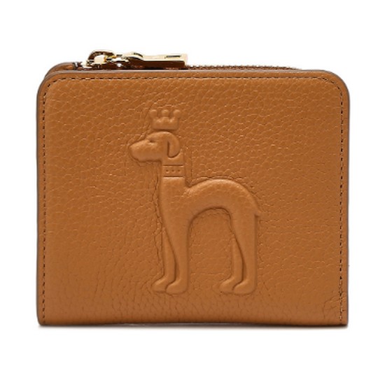 헤지스 브라운 퍼피 엠보 라운드지퍼 반지갑 HIWA2F252W2