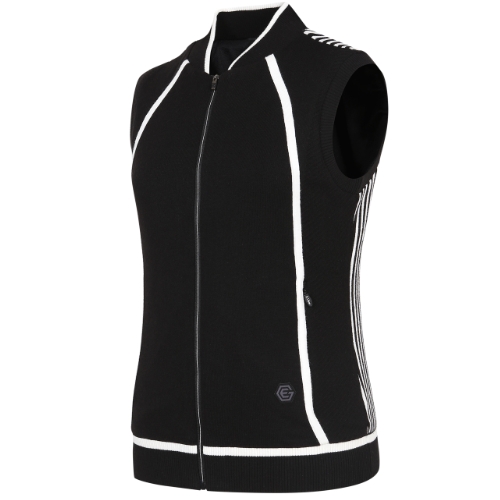 엘르 엘르골프 컬러 배색 짜임 풀집업조끼 6G83151