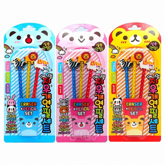 놀이터  1000 애니멀 지우개 연필 세트