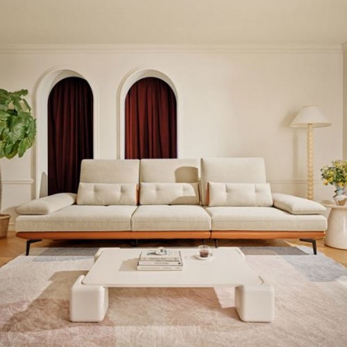 에싸 시모네 스윙기능 리브 패브릭 소파 4인용