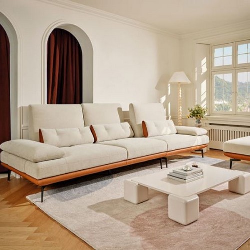 에싸 시모네 스윙기능 리브 패브릭 소파 4인용