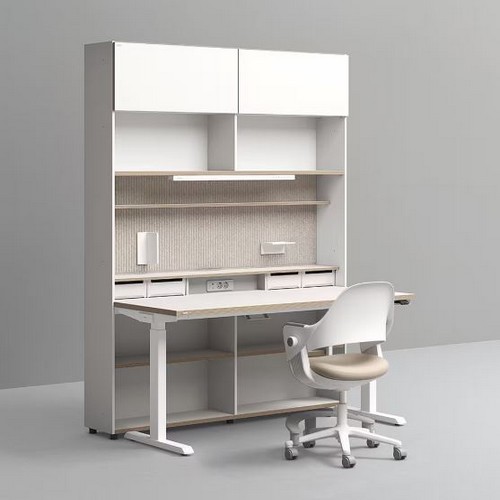 데스커 6단 모션 멀티 책상세트+조명+도어+의자