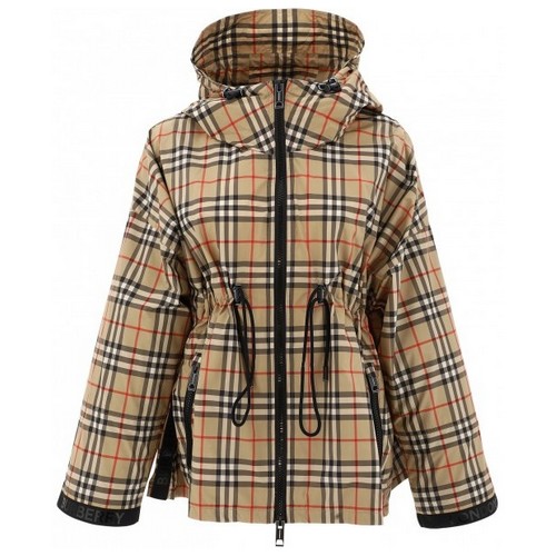 버버리 여성 로고 테이프 체크 후드 재킷 8032210