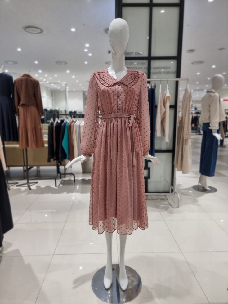 듀엘 여성 도트 시스루 쉬폰 원피스 L231PSE016