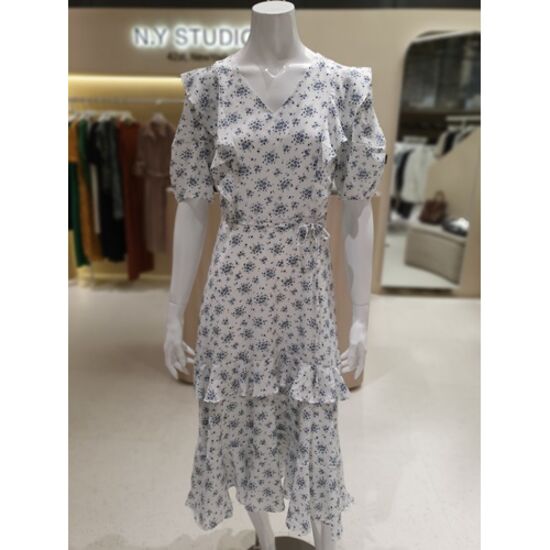 비지트인뉴욕 브이넥 러플 쉬폰 원피스 VY5OP3L