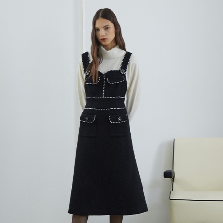 에고이스트 배색테이프 장식 뷔스티에 원피스 EN4WO262