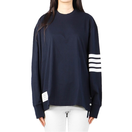 톰브라운 여성 사선 오버사이즈 긴팔 티셔츠 FJS066A 06221 415