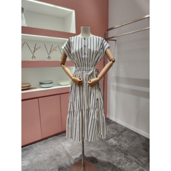 레니본 스트라이프 코튼 원피스 RE21B7OP738