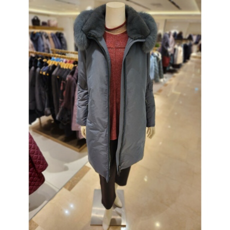 모라도 밍크 폭스 후드 구스다운 패딩코트 MLW5DW500