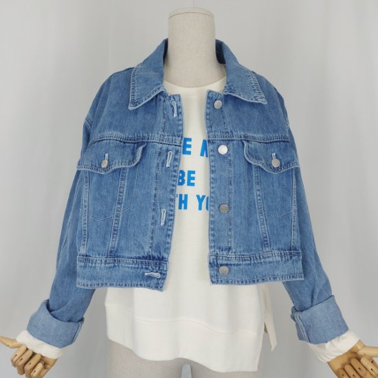 반에이크 스티치 크롭 데님자켓 VB2XDJU201Z