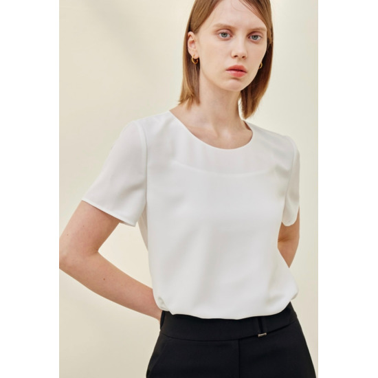 리안뉴욕 미니멀 라운드 블라우스 RRYWBL010