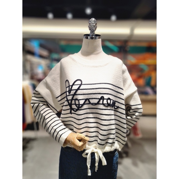 4CUS 러브 레터링 단가라 니트 FW2K7KT0334