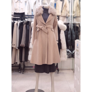 숲(SOUP) 여우퍼 캐시미어 핸드메이드 벨티드 롱 코트 OZBHCQ8