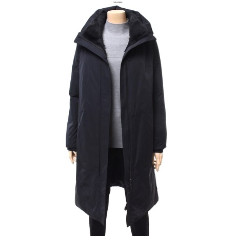 리본 밍크카라 토끼털내피 탈부착 거위털패딩코트 RC8-Z0760