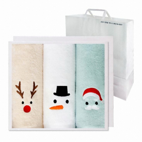 송월타월  루돌프+눈사람+산타 선물세트 130g