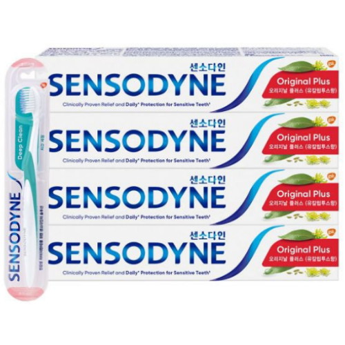 글락소스미스클라인 센소다인 오리지널 플러스 치약 100g x 4개 + 딥클린 칫솔
