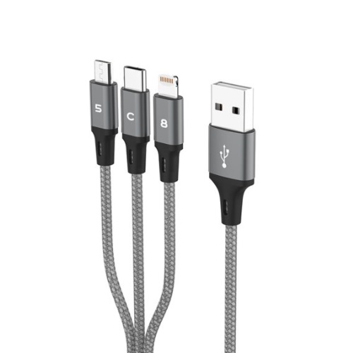 디엠케이코리아 스피디 메탈패브릭 3in1 멀티 충전 케이블