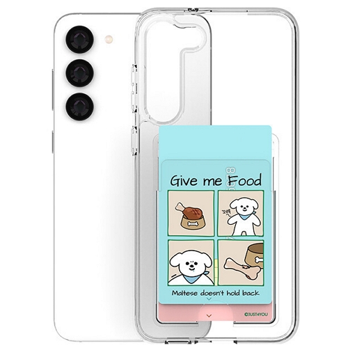 에스투비코퍼레이션 저스트포유 갤럭시S23 플러스 말티즈는 참지않아 투명강화 더블카드 케이스