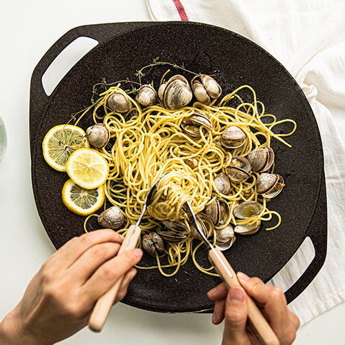 캠프365  황토 도자기코팅 무쇠 그리들 손잡이형