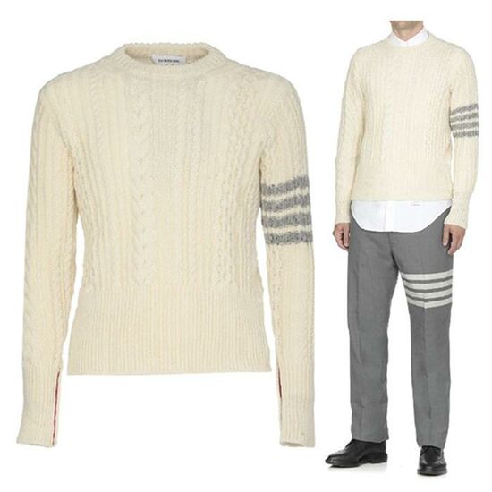 톰브라운 케이블 모헤어 사선 니트_MKA411A Y1506 100