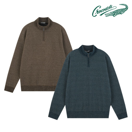 크로커다일 자카드 하프 집업 니트 CDAA8KW4361