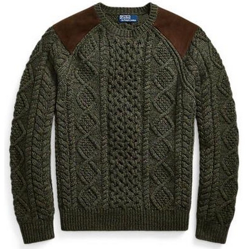 폴로랄프로렌 스웨이드 패치 아란 울 스웨터 MNPOSWE16820920300