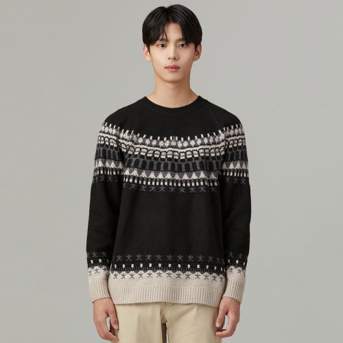 티아이포맨 노르딕 패턴 모크넥 스웨터 M228MSW783M