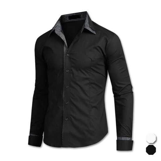 제이제이옴므 이중카라 슬림 캐주얼셔츠 J231BS1NBS29