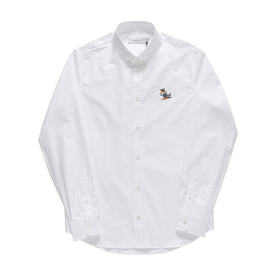 메종키츠네 드레스드 폭스 패치 셔츠 KM00488WC2010