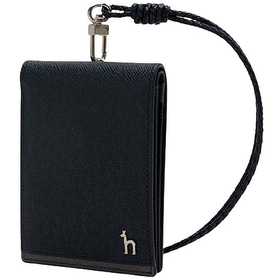 LF DEDGE 퍼피 장식 라인 배색 가죽 목걸이형 카드지갑 HJHO1E032N3