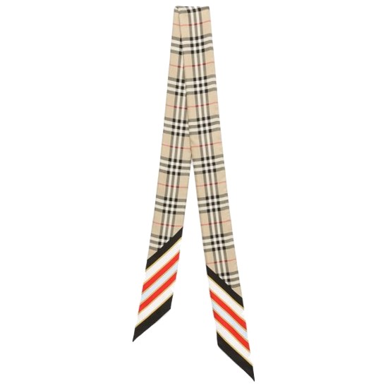 버버리 체크 프린트 실크 스키니 스카프_8072072