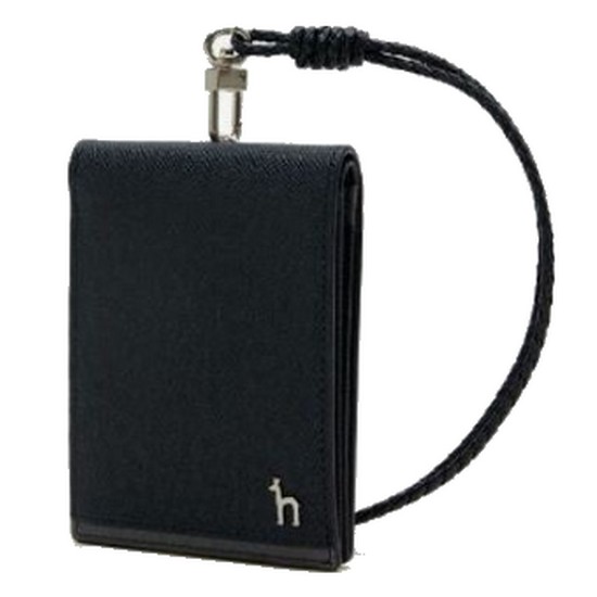 LF 다크 네이비 퍼피 장식 라인배색 가죽 목걸이형 카드지갑 HJHO2E032N3