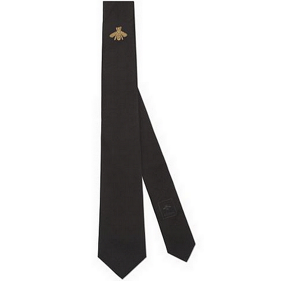 구찌 꿀벌 자수 실크 넥타이 454658 4E647 1000