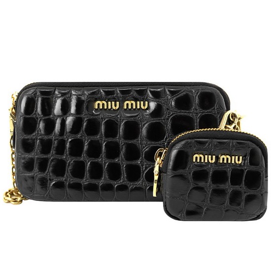 미우미우 크로커 파우치 체인 숄더백 미니 5BP071 2DQ8 F0002