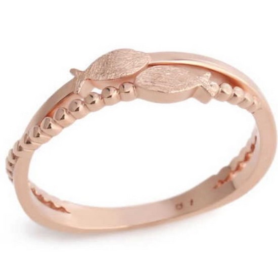 비앤비골드  18K 무광 행운 물고기 두마리 두줄 반지 DNR31508
