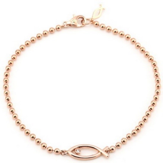 비앤비골드  18K 심플 라인 큐빅 물고기 볼볼 팔찌 NPB27565