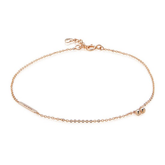 비앤비골드  14K 심플 투볼 레터링 스틱 체인 발찌 JNA27907