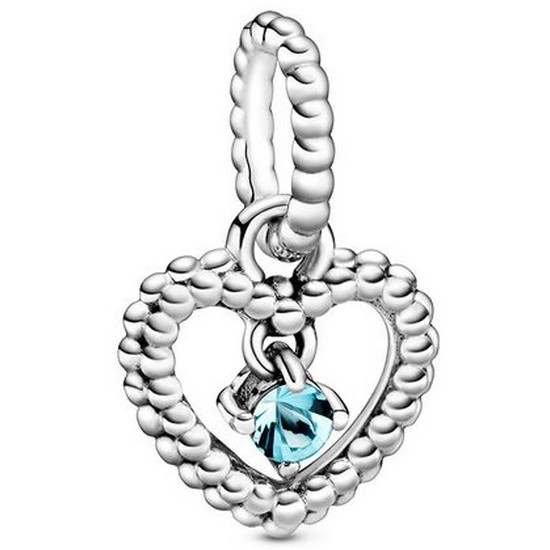 판도라  3월 탄생석 아쿠아 블루 하트 댕글 참 798854C01