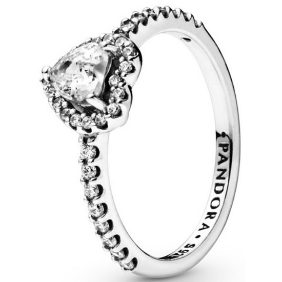 판도라 여성 엘리베이티드 하트 실버 반지 198421C01