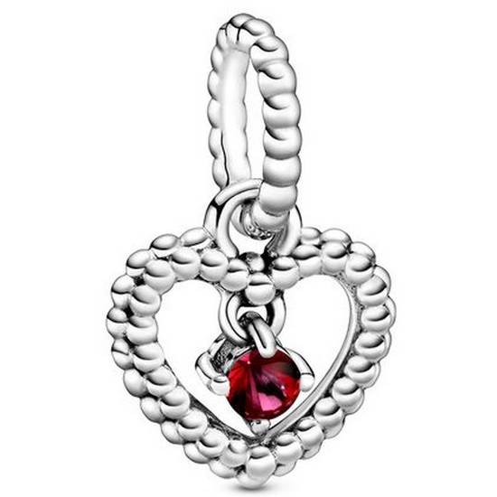 판도라  7월 탄생석 블레이징 레드 하트 실버 댕글 참 798854C02