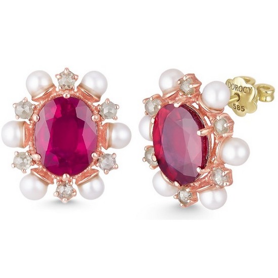 도로시  14K 로망스 천연 루비 귀걸이(다이아몬드)