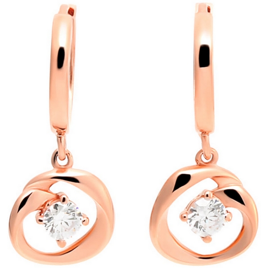 비앤비골드  18K 웨이브링 원큐빅 원터치 귀걸이 JNE24756