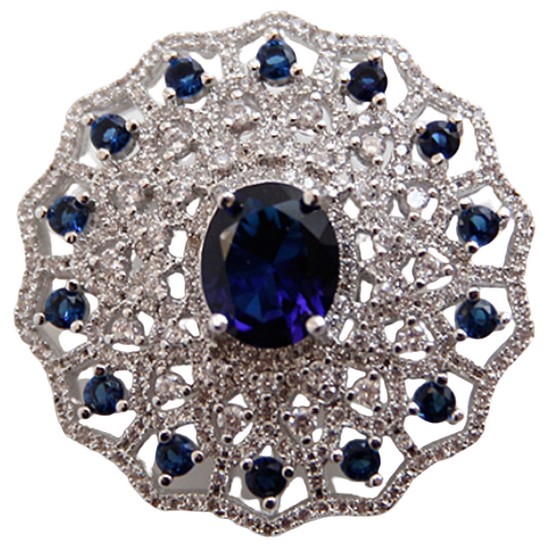 바이데이지  딥블루 사파이어 큐빅 브로치 BH0210