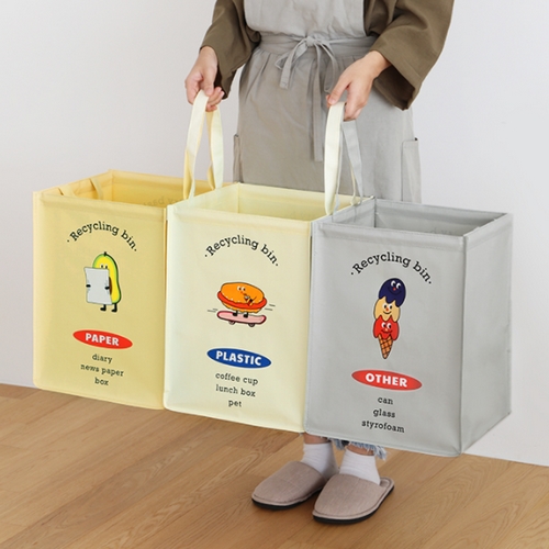 네이쳐리빙  뉴트로 반전매력 재활용 분리수거함 3P