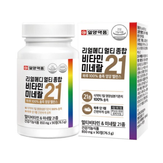 일양약품 리얼메디 멀티 종합 비타민 미네랄 21 90정
