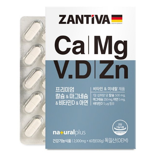 내츄럴플러스 잔티바 칼슘 마그네슘 비타민D 아연 60정 [1개]
