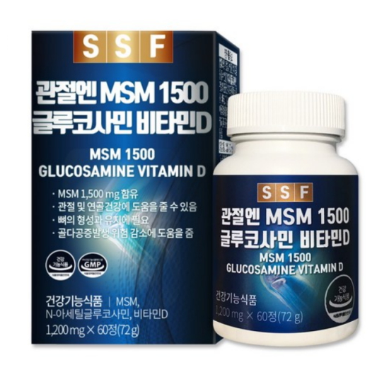 순수식품 SSF 관절엔 MSM 2000 글루코사민 비타민D 60정